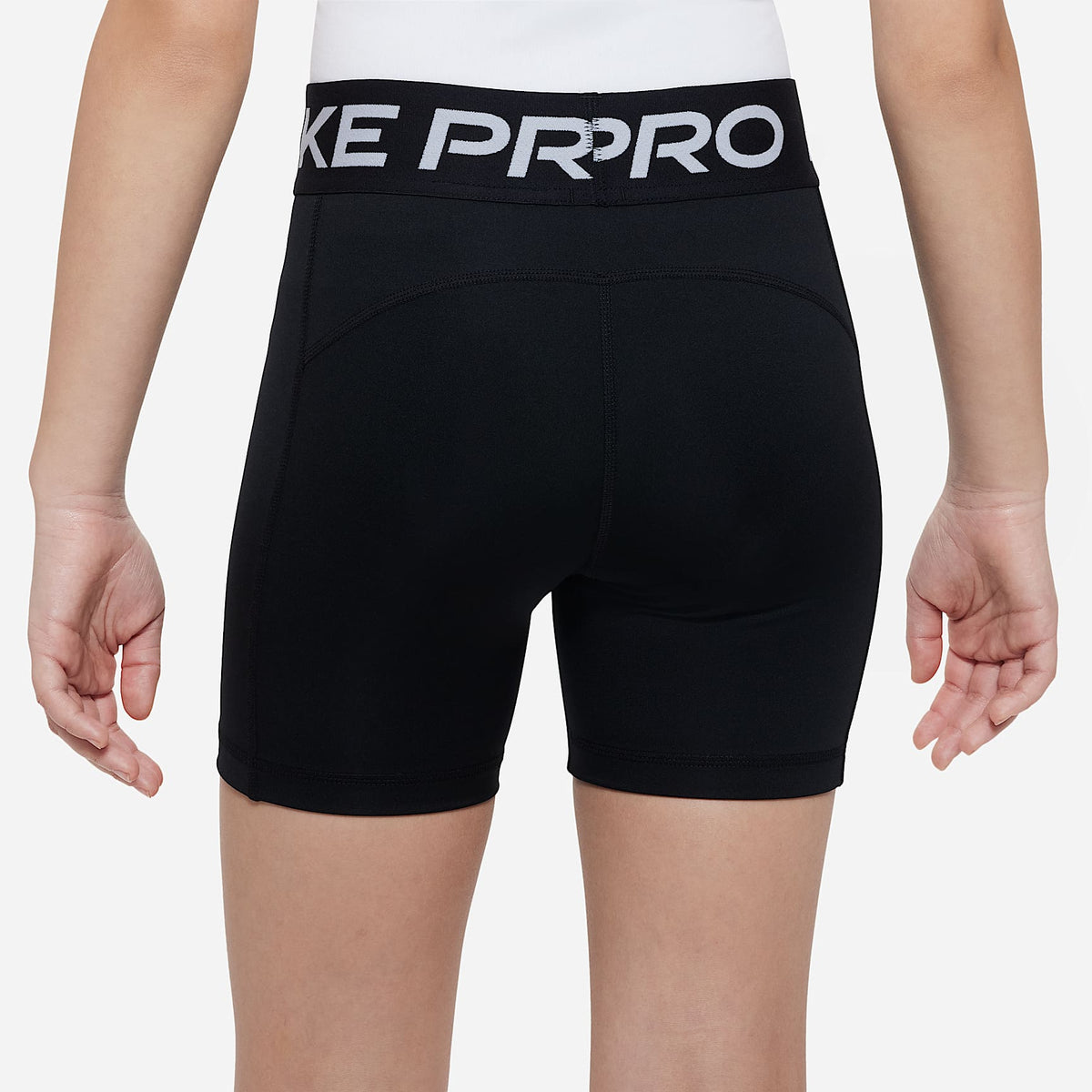 Shorts Dri-FIT de 13 cm para niña talla grande Nike Pro – Negro/Blanco – vista 3