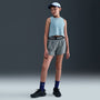 Shorts Dri-FIT para niña talla grande Nike Pro Fleece – Carbono jaspeado/Gris acero oscuro/Negro/Blanco – vista 1