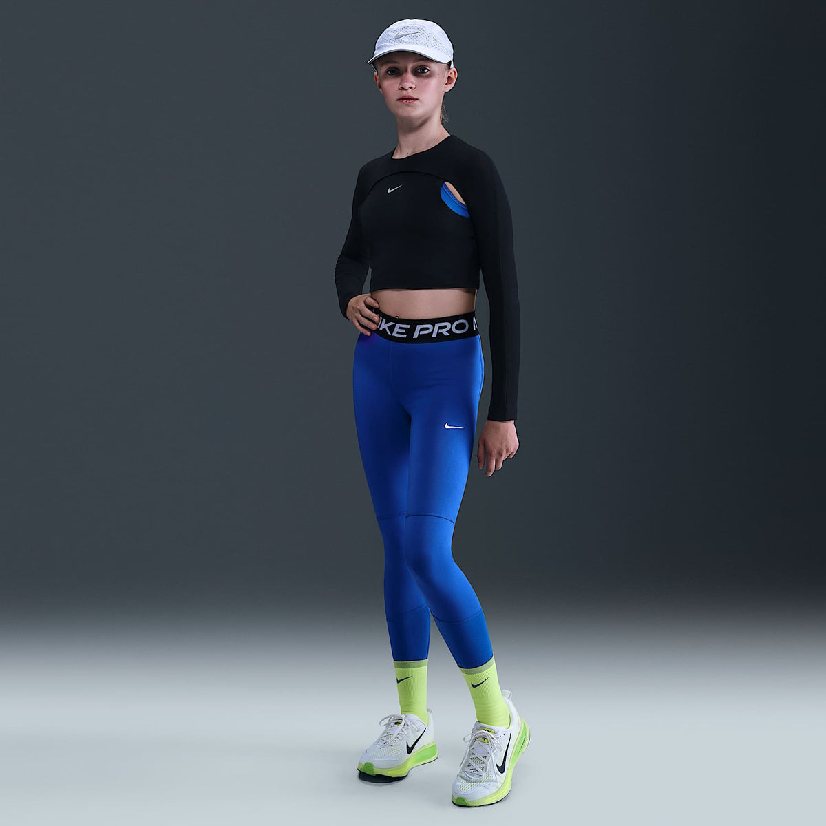 Leggings para niña talla grande Nike Pro Dri-FIT – Royal juego/Negro/Blanco – vista 1