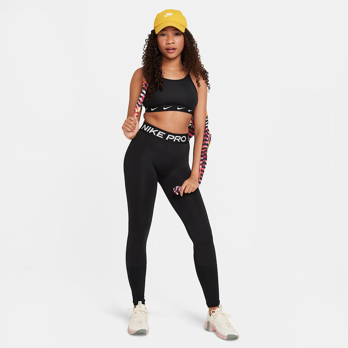Leggings para niña talla grande Nike Pro Dri-FIT – Negro/Blanco – vista 6