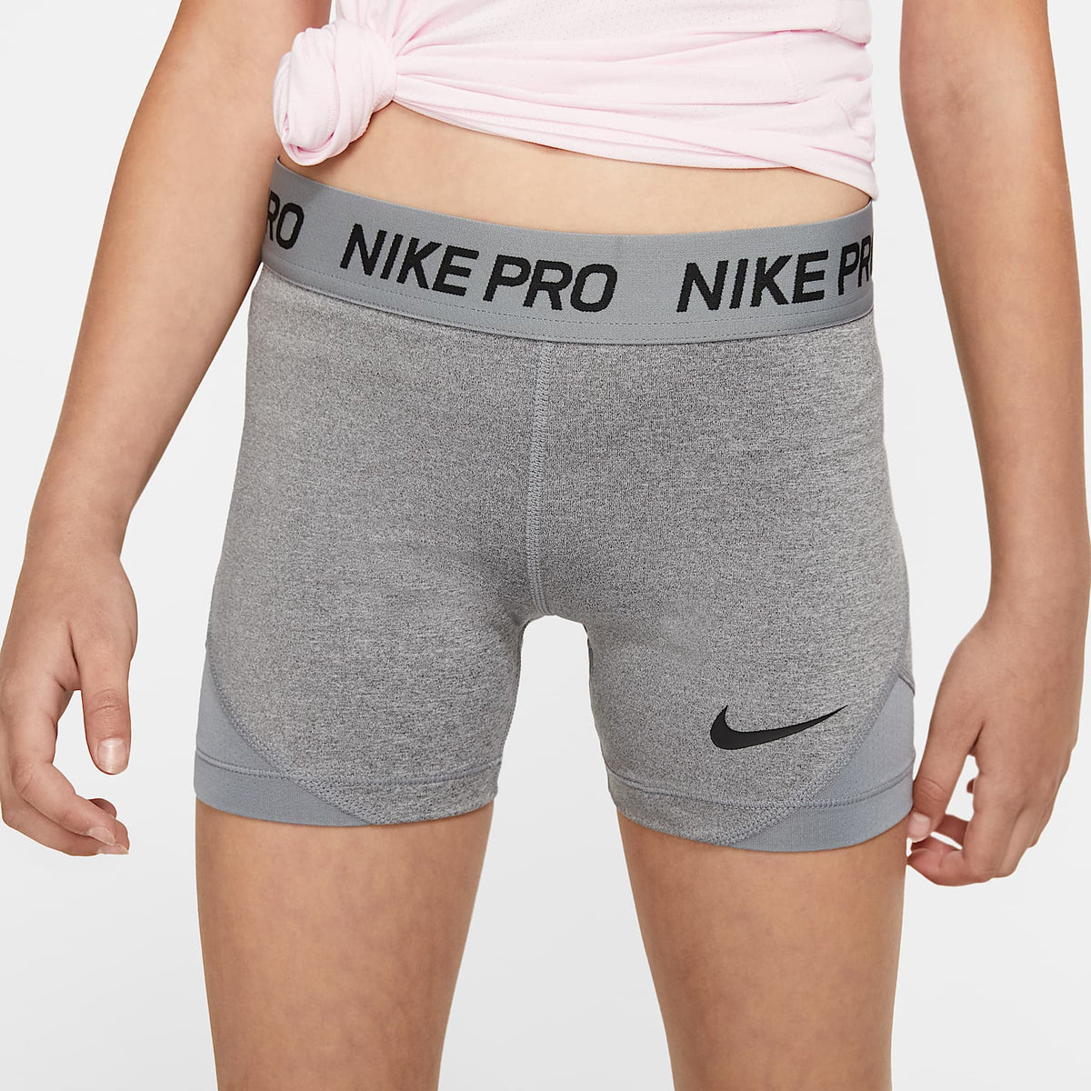 Shorts para niña talla grande Nike Pro – Carbono jaspeado/Gris azulado/Gris azulado/Negro – vista 1