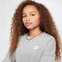 Sudadera de cuello redondo Dri-FIT de corte cuadrado para niña Nike Sportswear Club Fleece – Gris oscuro jaspeado/Blanco – vista 3