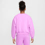 Sudadera de cuello redondo Dri-FIT de corte cuadrado para niña Nike Sportswear Club Fleece – Fucsia enérgico/Blanco – vista 2