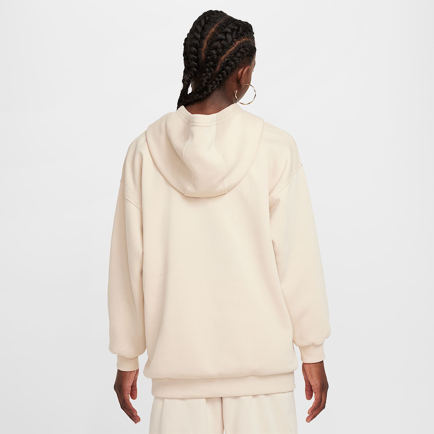 Sudadera con gorro sin cierre oversized para niños talla grande Nike Sportswear Club Fleece – Duna/Blanco – vista 2