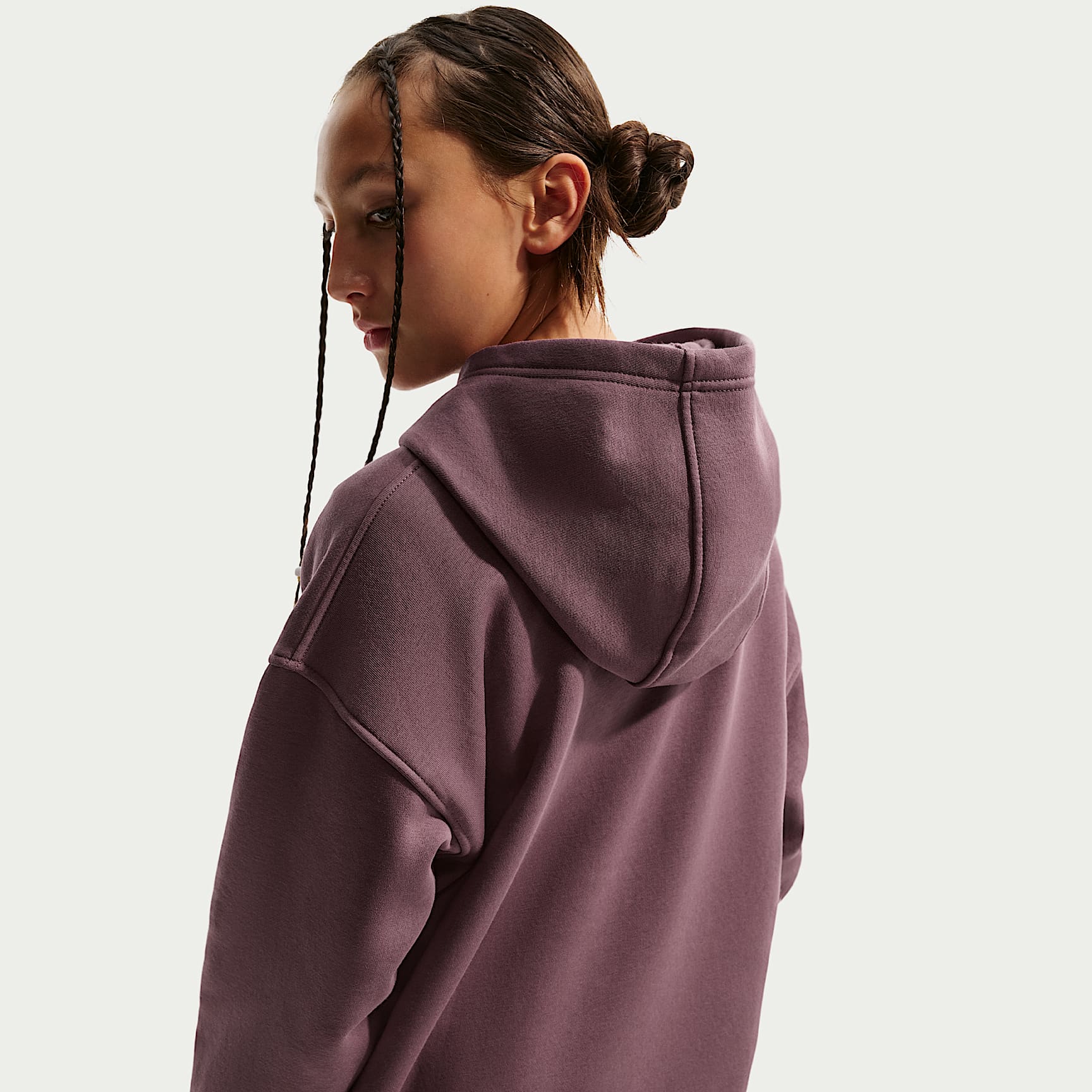 Sudadera con gorro sin cierre oversized para niños talla grande Nike Sportswear Club Fleece – Tatuaje/Tatuaje/Blanco – vista 2