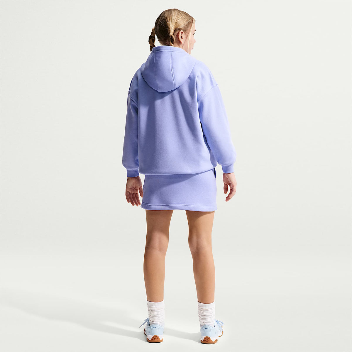 Sudadera con gorro sin cierre oversized para niños talla grande Nike Sportswear Club Fleece – Cardo claro/Cardo claro/Blanco – vista 5