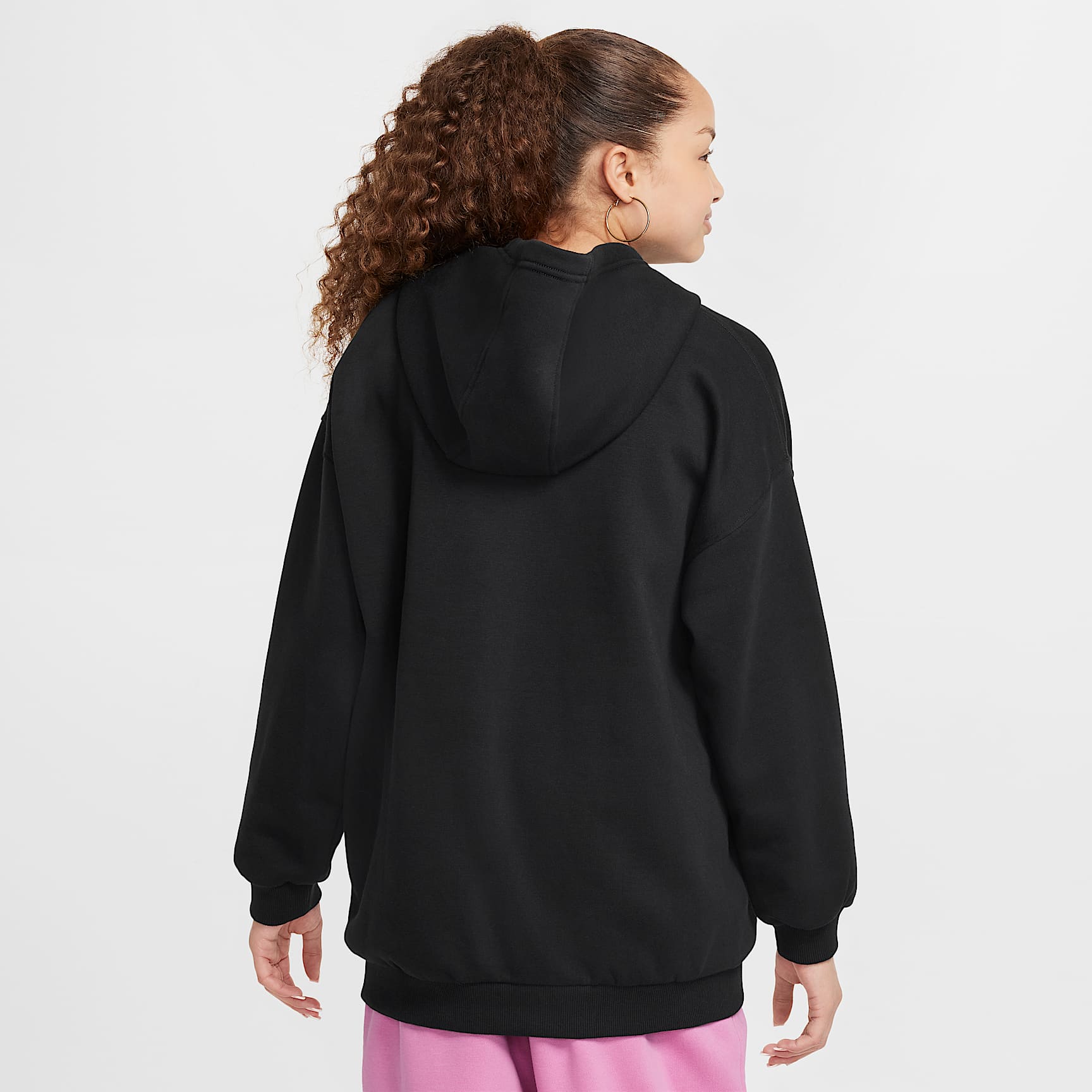 Sudadera con gorro sin cierre oversized para niños talla grande Nike Sportswear Club Fleece – Negro/Blanco – vista 2