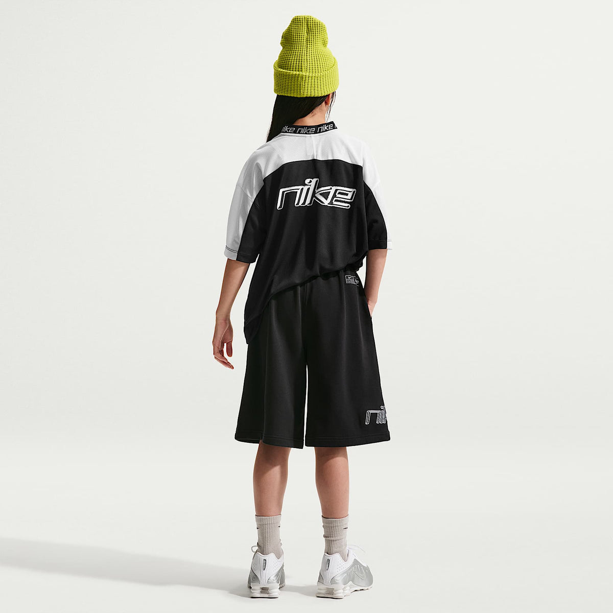 Shorts de French Terry para niña Nike Sportswear – Negro/Blanco – vista 5