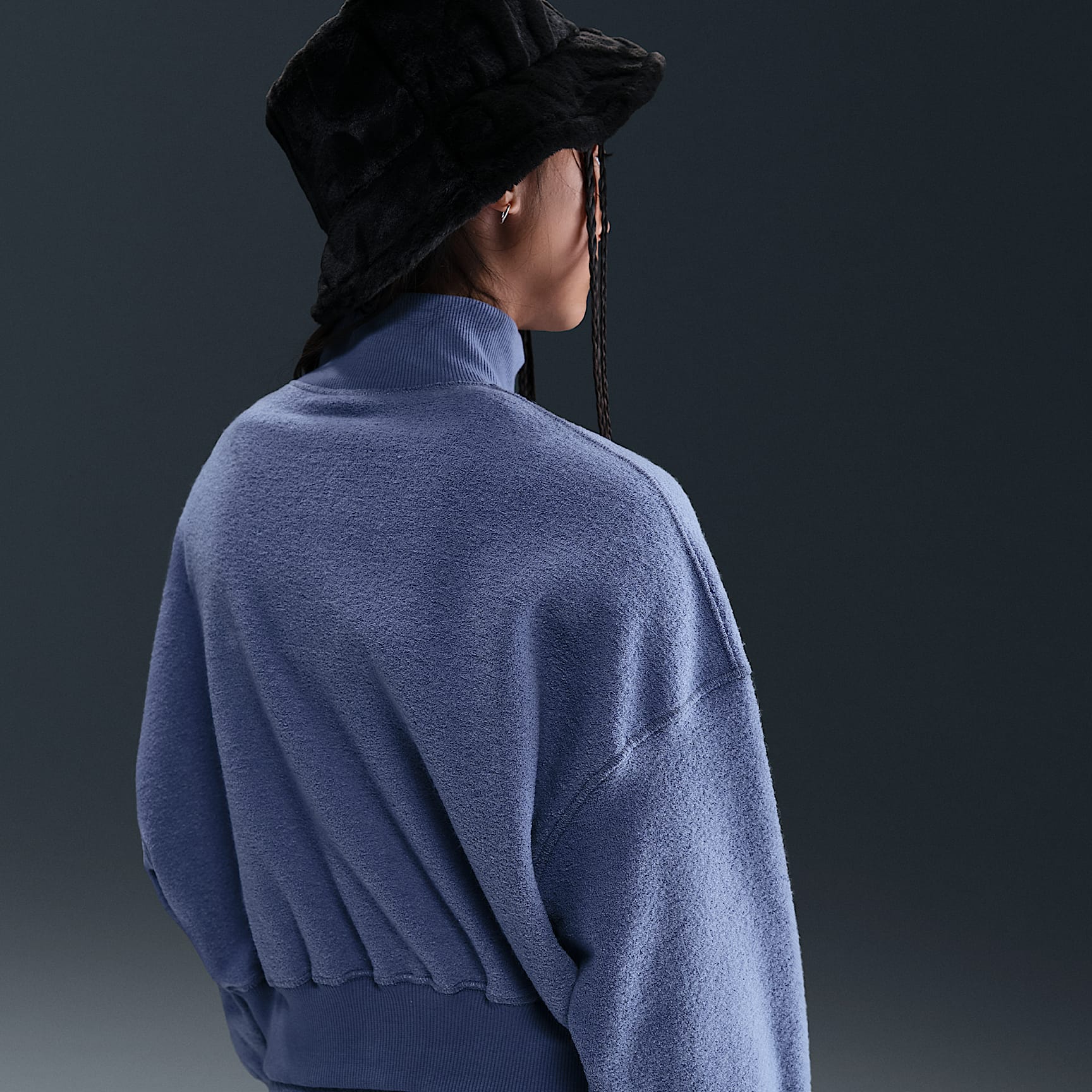 Cárdigan de manga larga de tejido Fleece para niña talla grande Nike Sportswear – Índigo mundial/Blanco – vista 2