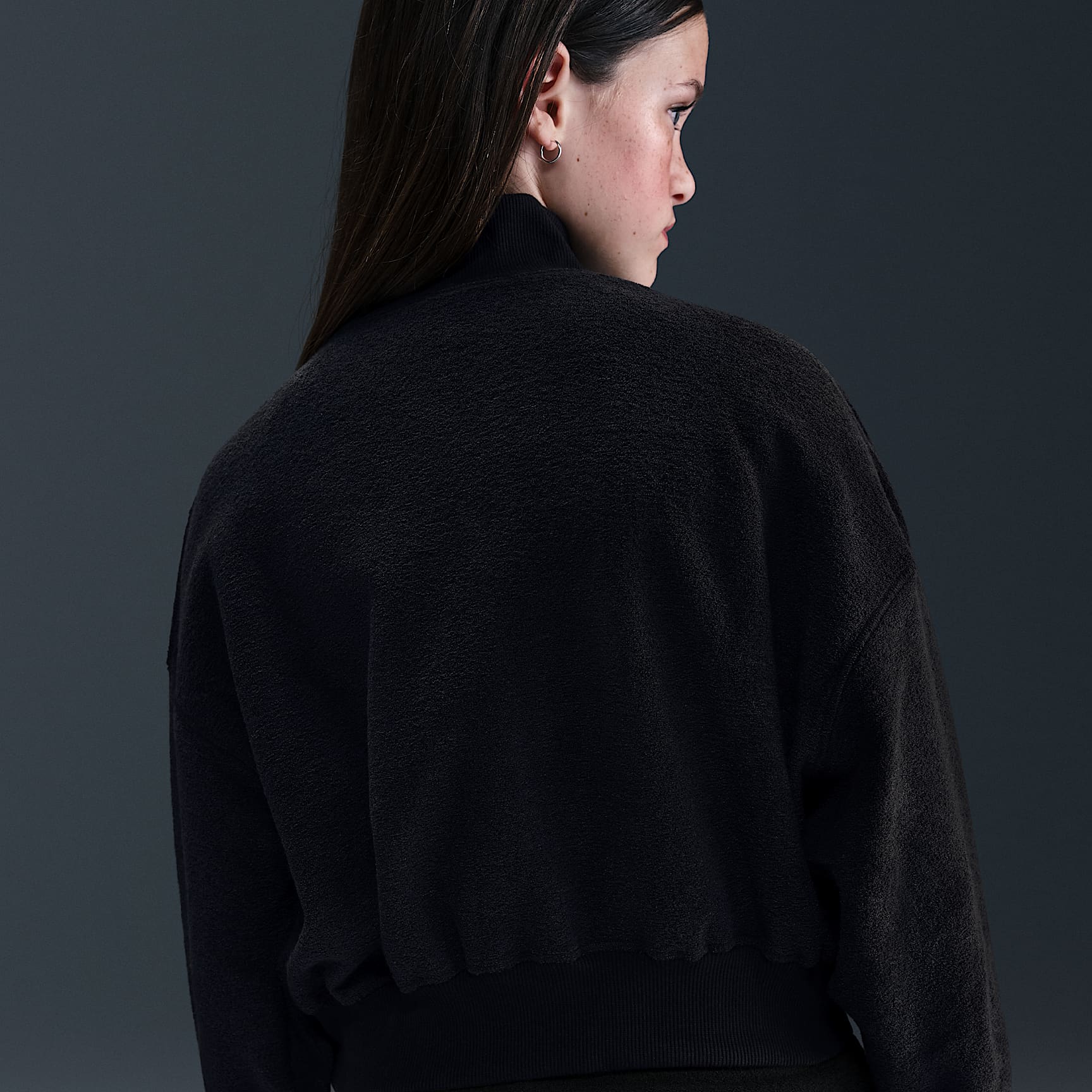Cárdigan de manga larga de tejido Fleece para niña talla grande Nike Sportswear – Negro/Blanco – vista 2