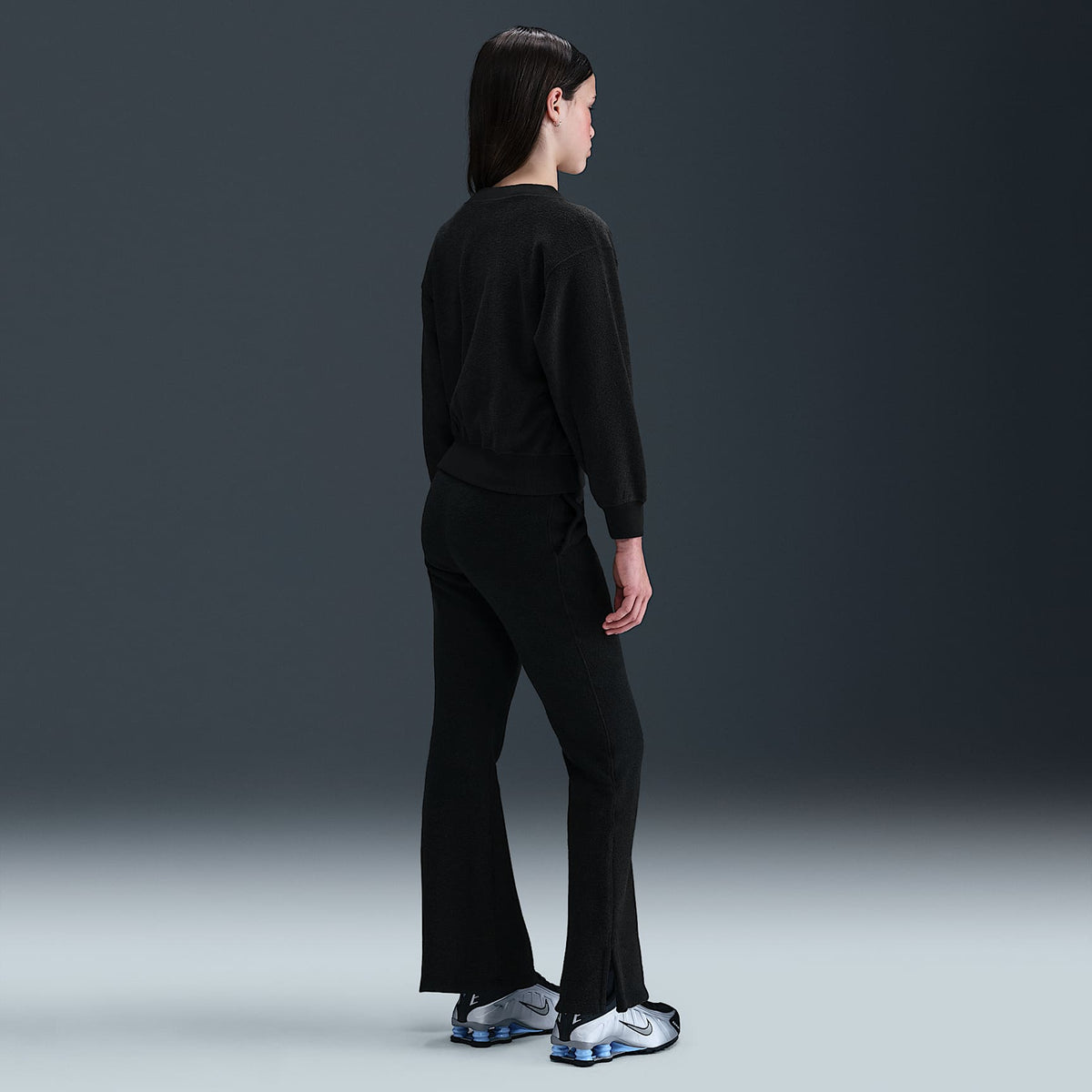 Pantalones de tejido Fleece para niña talla grande Nike Sportswear – Negro/Blanco – vista 4