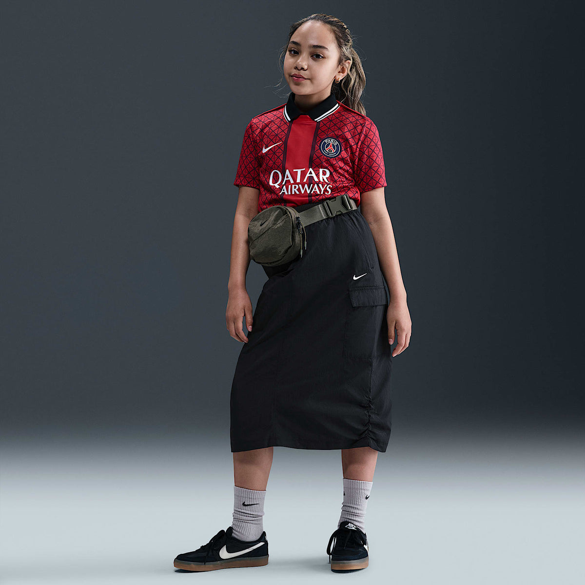 Falda para niña talla grande Nike Sportswear – Negro/Blanco – vista 1