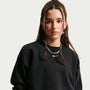 Sudadera de cuello redondo de tejido Fleece de corte cuadrado para niña Nike Sportswear Studio – Negro/Blanco – vista 3