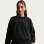 Sudadera de cuello redondo de tejido Fleece de corte cuadrado para niña Nike Sportswear Studio – Negro/Blanco – vista 1