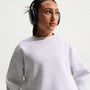 Sudadera de cuello redondo oversized para niña talla grande Nike Sportswear Studio – Abedul jaspeado/Blanco – vista 1
