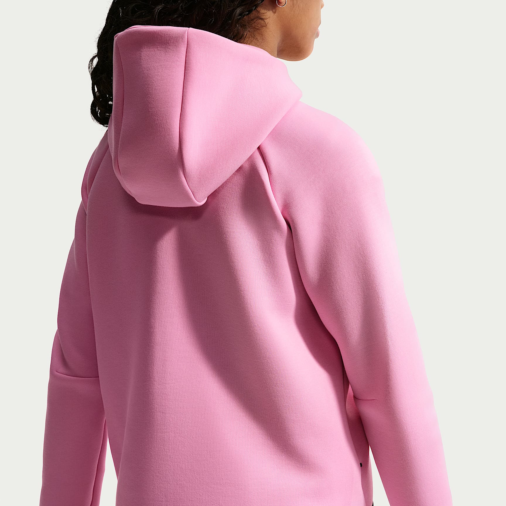 Sudadera con gorro de cierre completo para niña Nike Sportswear Tech Fleece – Rosa amanecer/Negro/Negro – vista 2