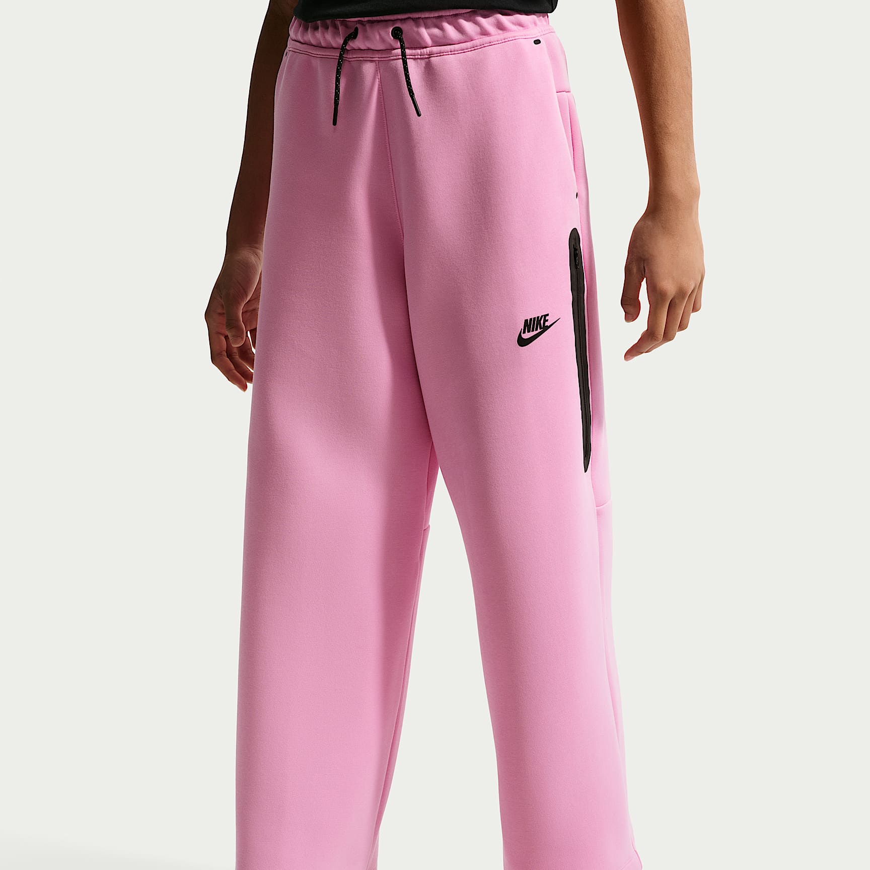 Pants de pierna ancha para niña talla grande Nike Tech Fleece – Rosa amanecer/Negro – vista 2