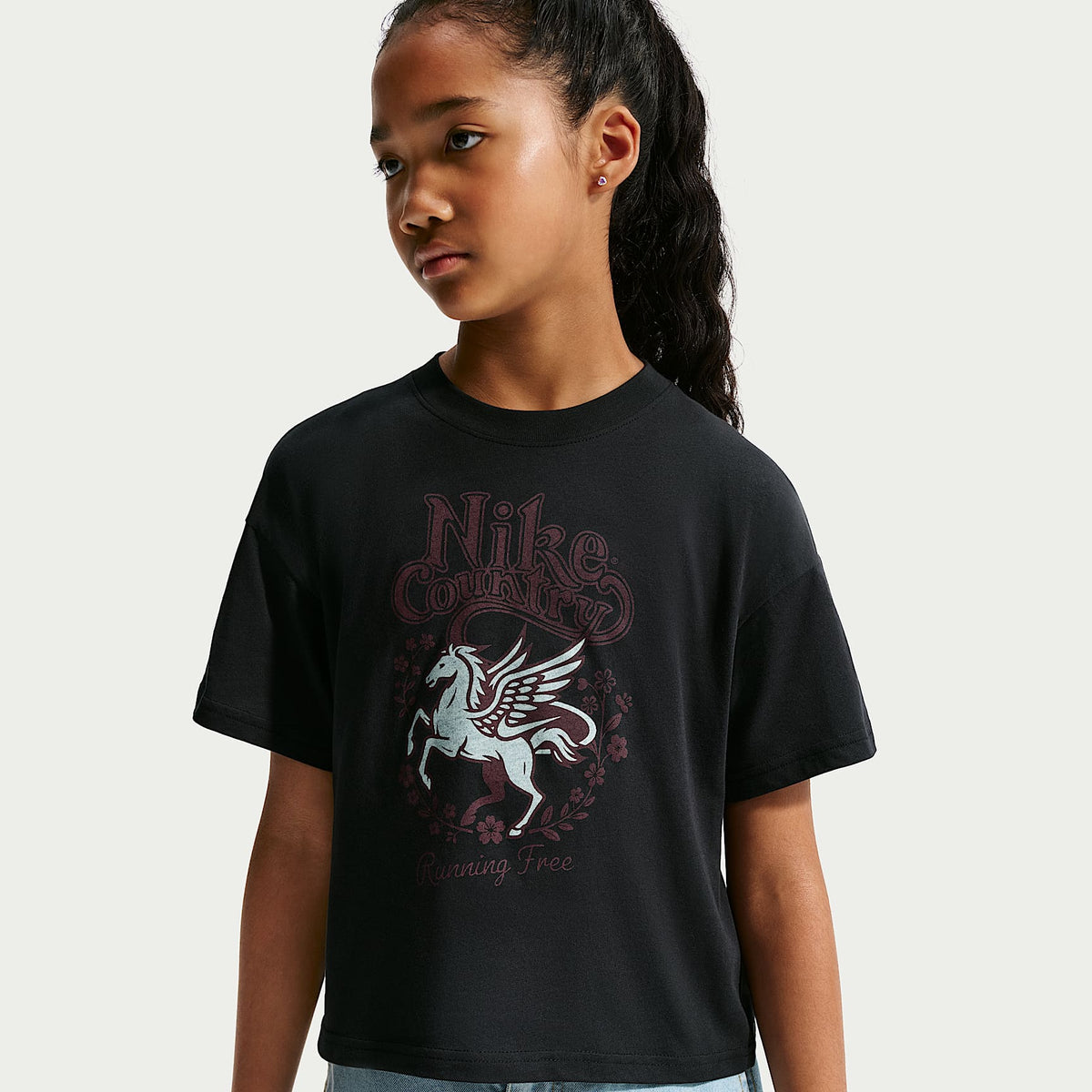 Playera para niña talla grande Nike Sportswear – Negro – vista 1
