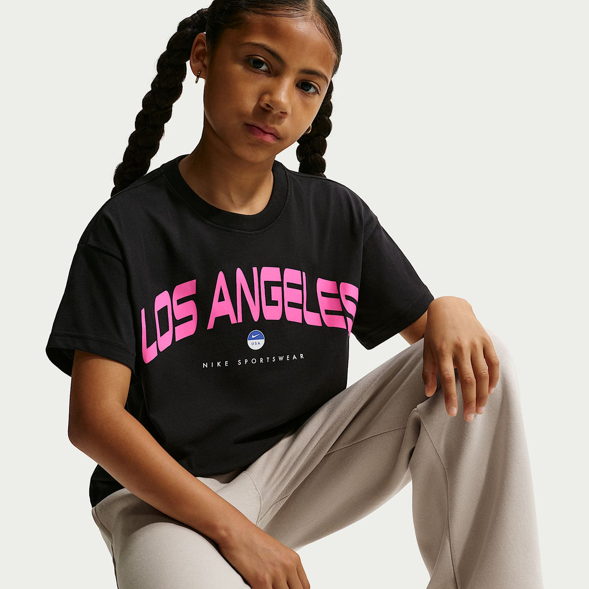Playera para niña talla grande Nike Sportswear – Negro – vista 3