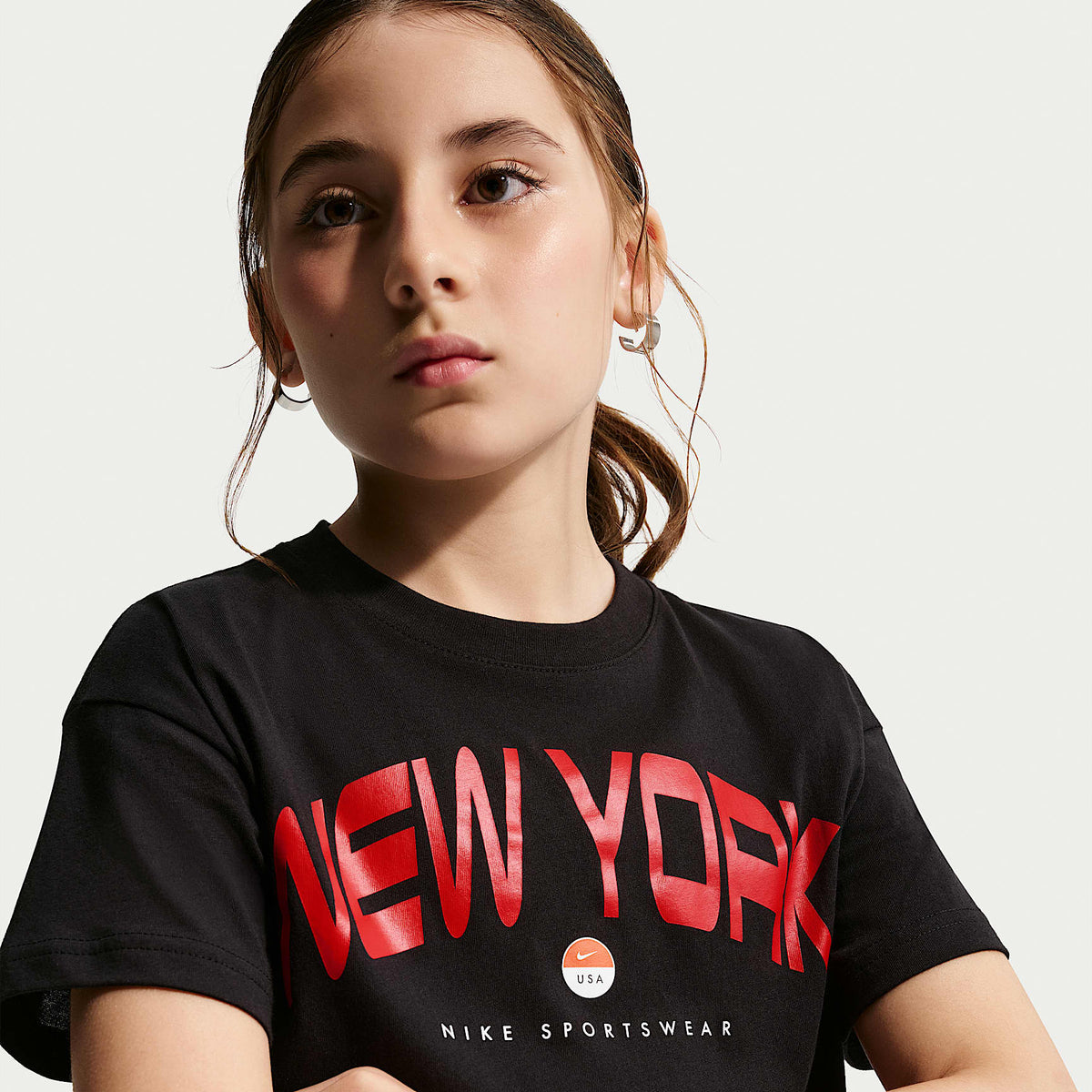 Playera para niña talla grande Nike Sportswear – Negro – vista 3