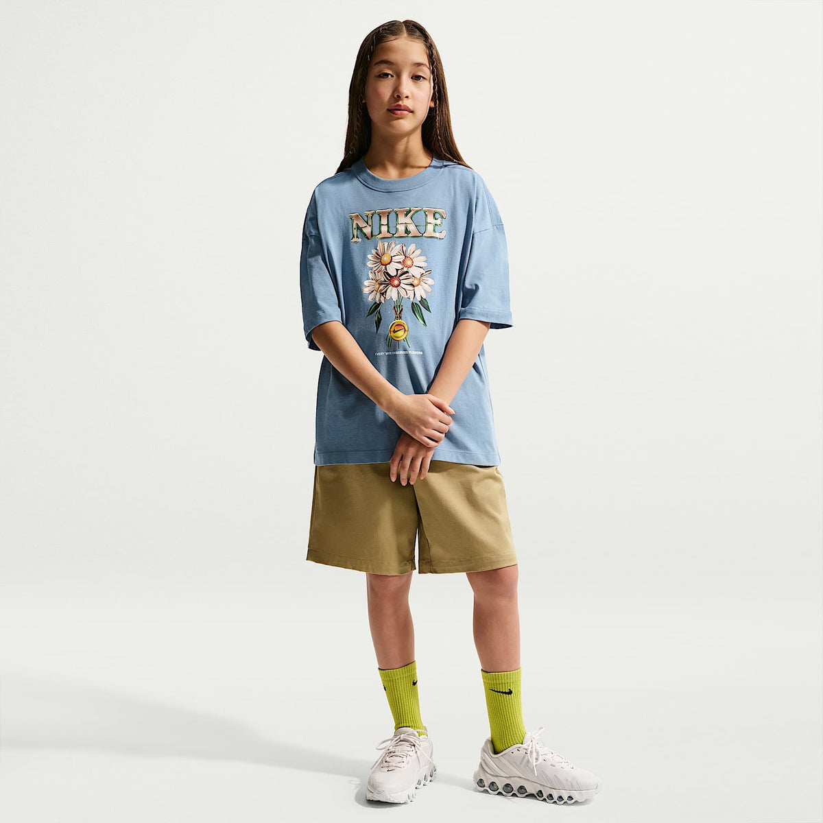 Playera oversized para niña talla grande Nike Sportswear – Azul de trabajo – vista 4