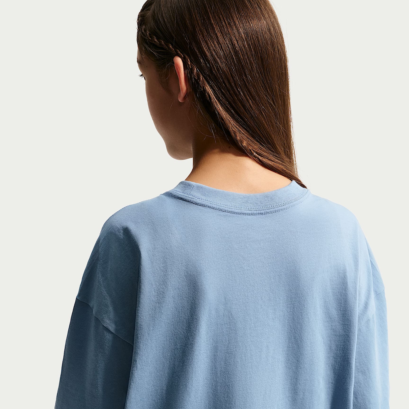 Playera oversized para niña talla grande Nike Sportswear – Azul de trabajo – vista 2
