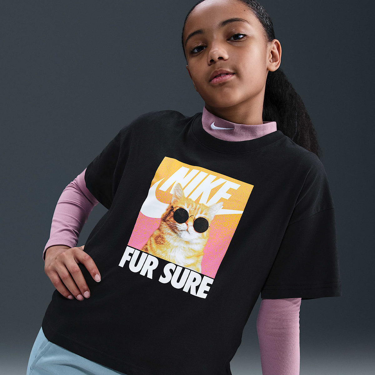 Playera para niña talla grande Nike Sportswear – Negro – vista 3