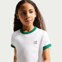 Playera cropped para niña talla grande Nike Sportswear – Blanco/Malaquita – vista 1