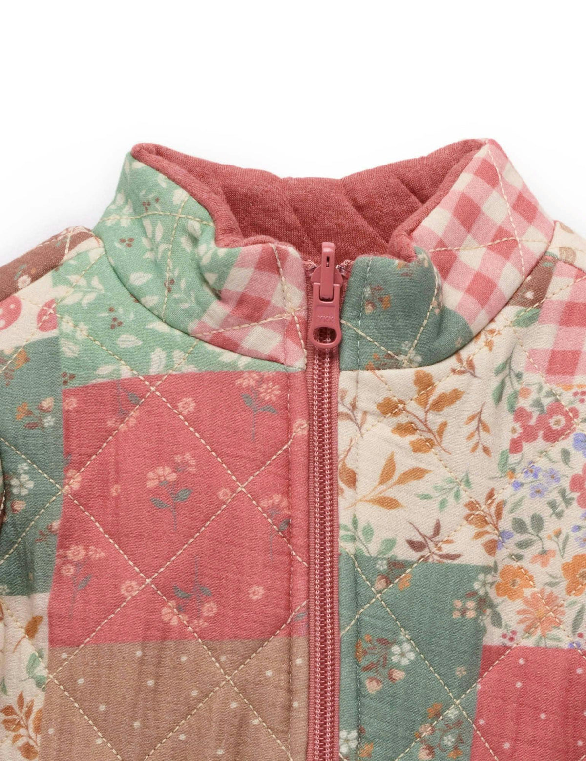 Chaqueta Acolchada Reversible Purebaby con Estampado Patchwork