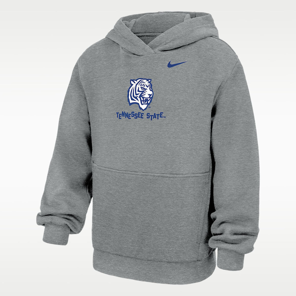 Sudadera con gorro Club Fleece para niños talla grande Nike College (Tennessee State University) – Gris oscuro jaspeado – vista 1