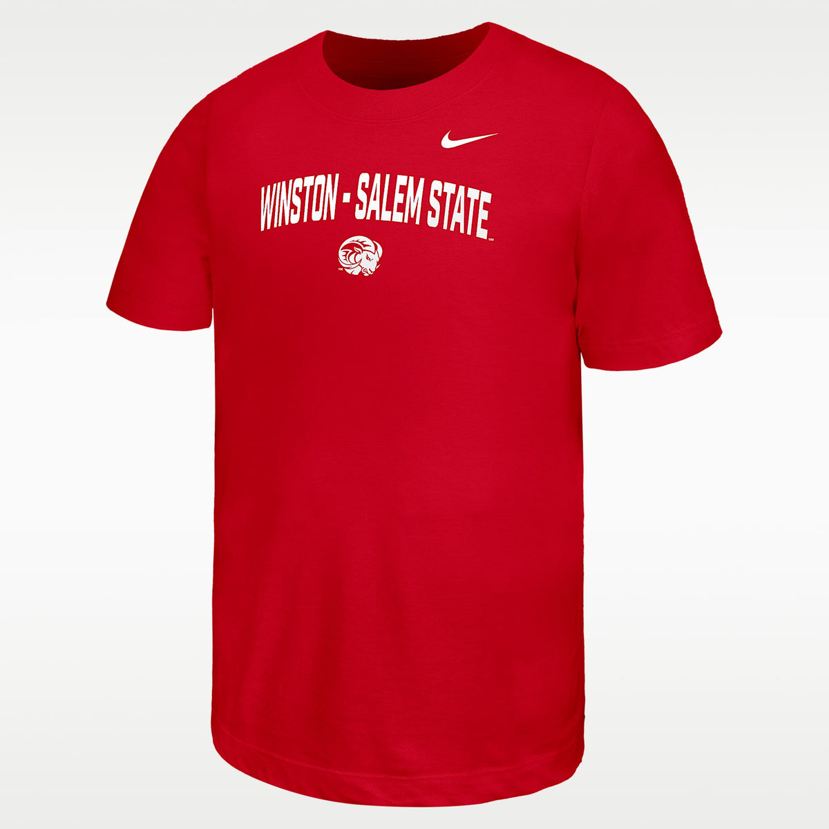 Playera de manga corta para niños talla grande Nike College (Winston-Salem State) – Rojo universitario – vista 1