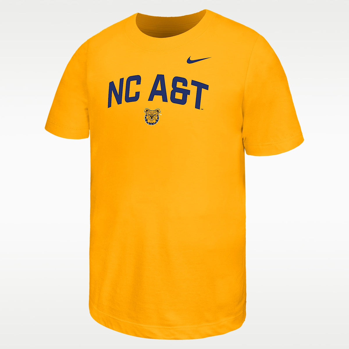Playera de manga corta para niños talla grande Nike College (North Carolina A&T University) – Oro universitario – vista 1