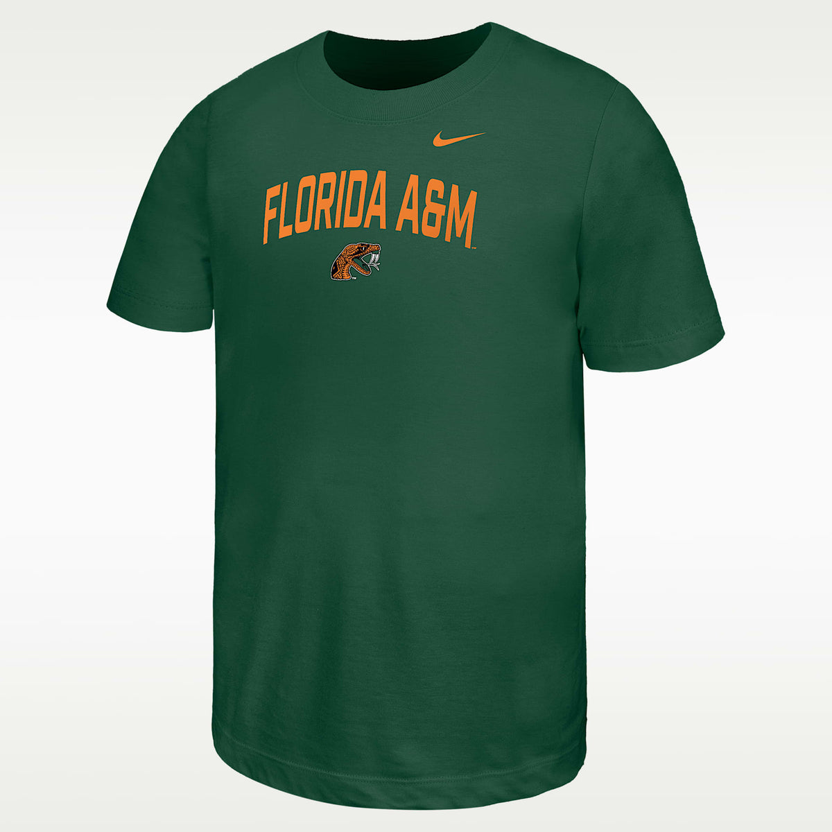 Playera de manga corta para niños talla grande Nike College (Florida A&M University) – Verde desfiladero – vista 1