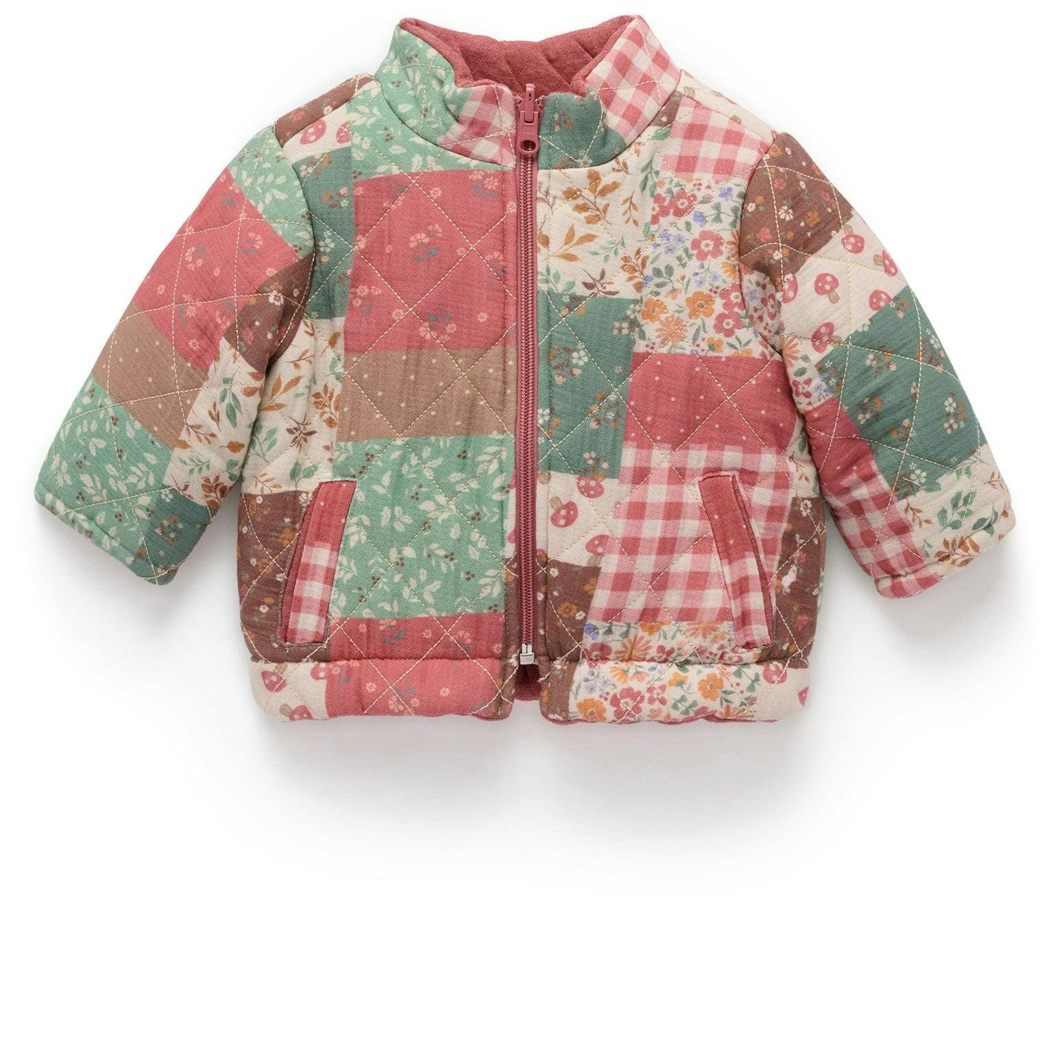 Chaqueta Acolchada Reversible Purebaby con Estampado Patchwork