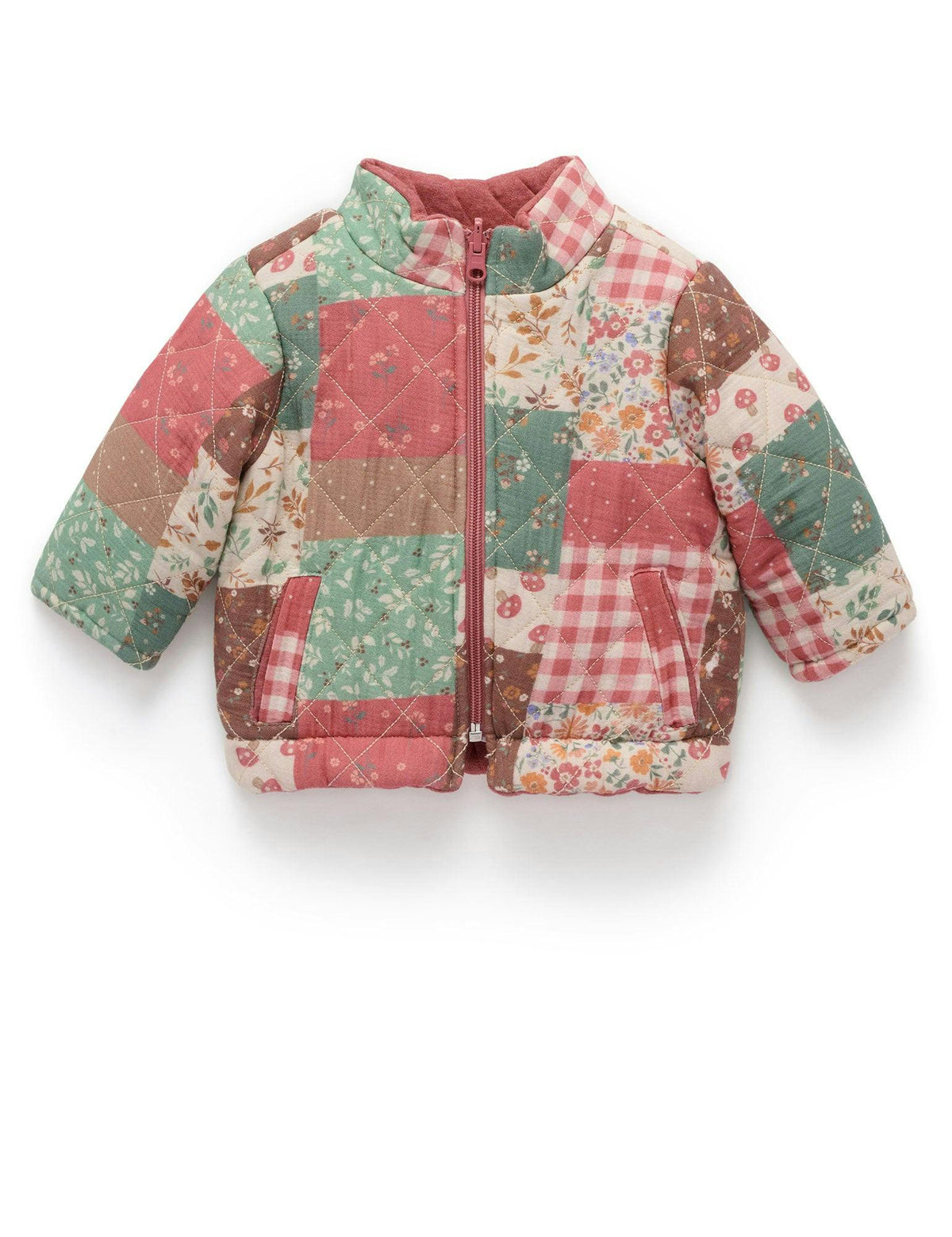 Chaqueta Acolchada Reversible Purebaby con Estampado Patchwork