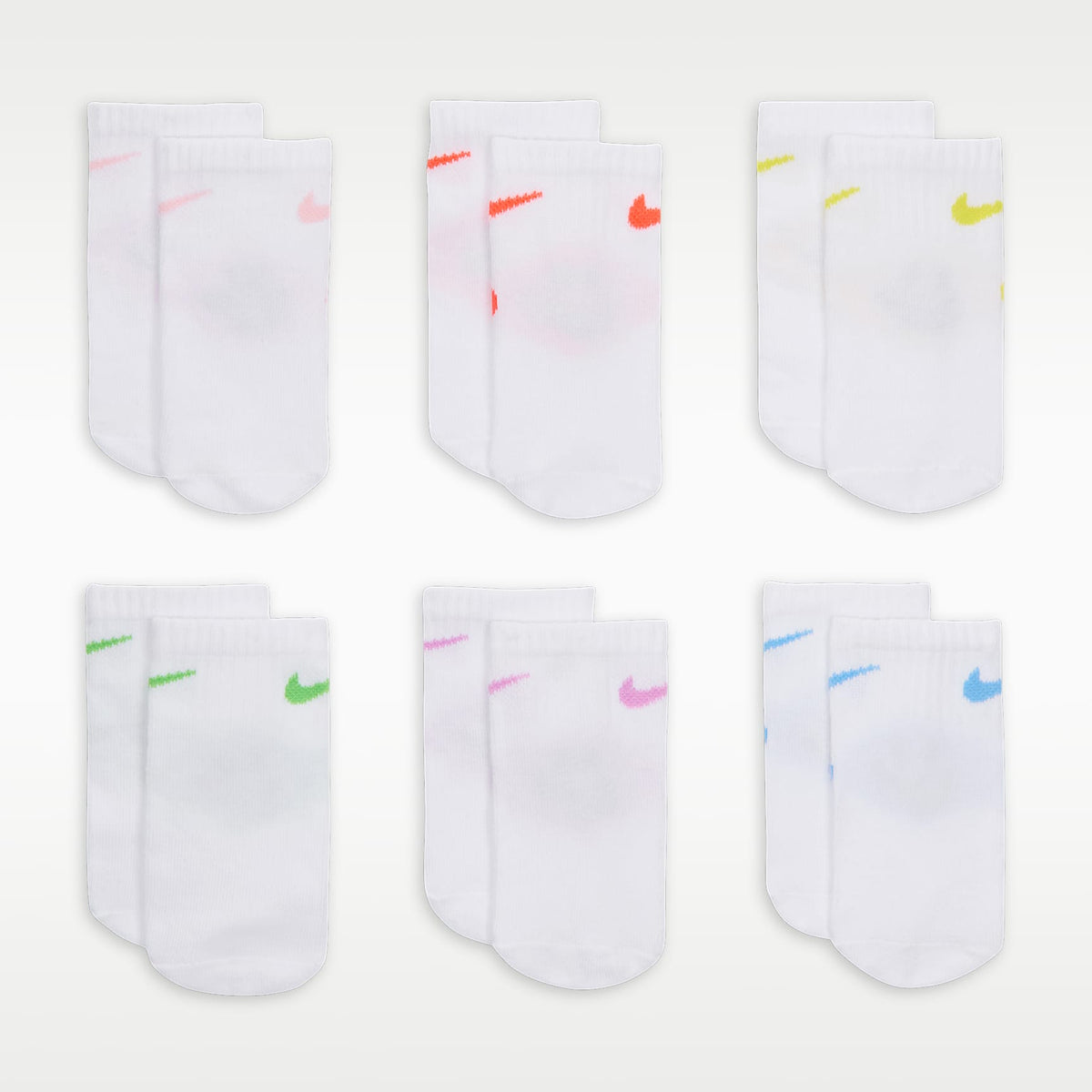 Calcetines al tobillo Smiley para bebé (6 pares) Nike – Multicolor/Blanco/Negro – vista 2