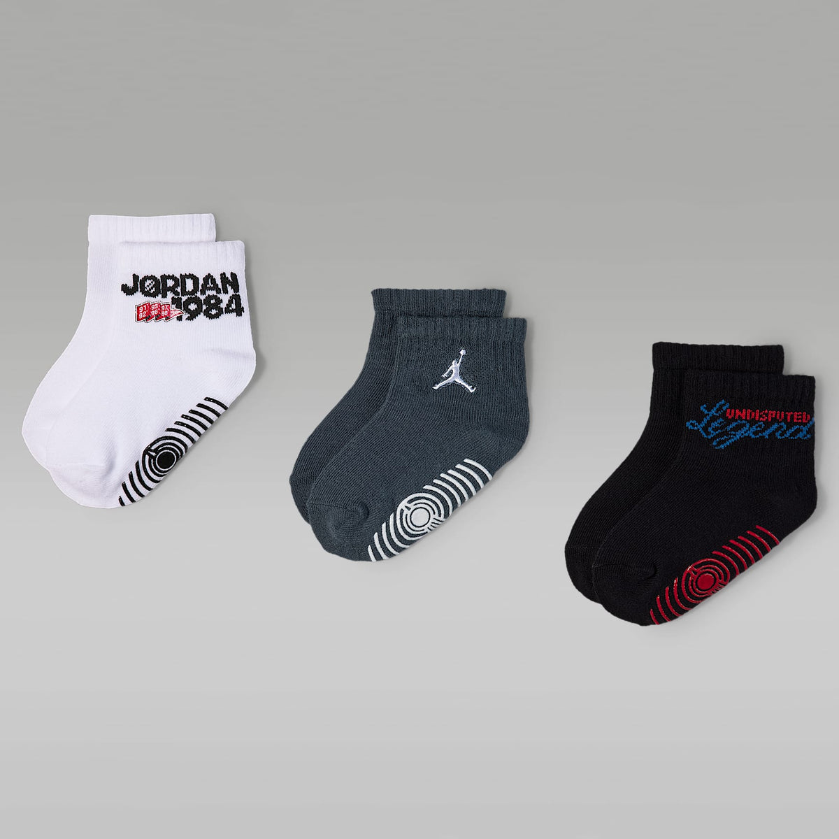 Calcetines de agarre Americana para bebé e infantil (3 pares) Jordan – Blanco – vista 1