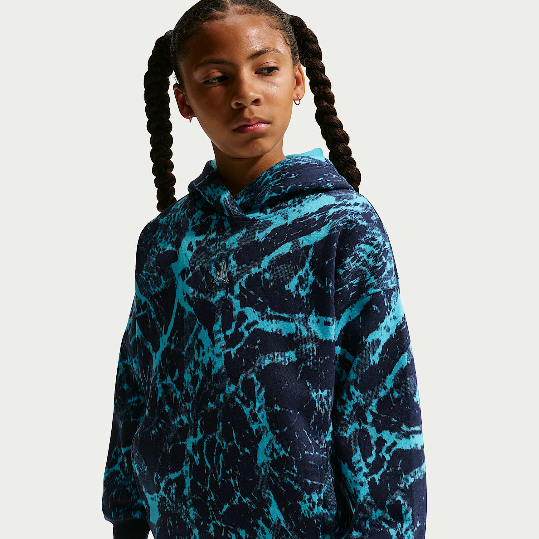Sudadera con gorro de básquetbol oversized Club Fleece para niños Ja – Obsidiana – vista 2