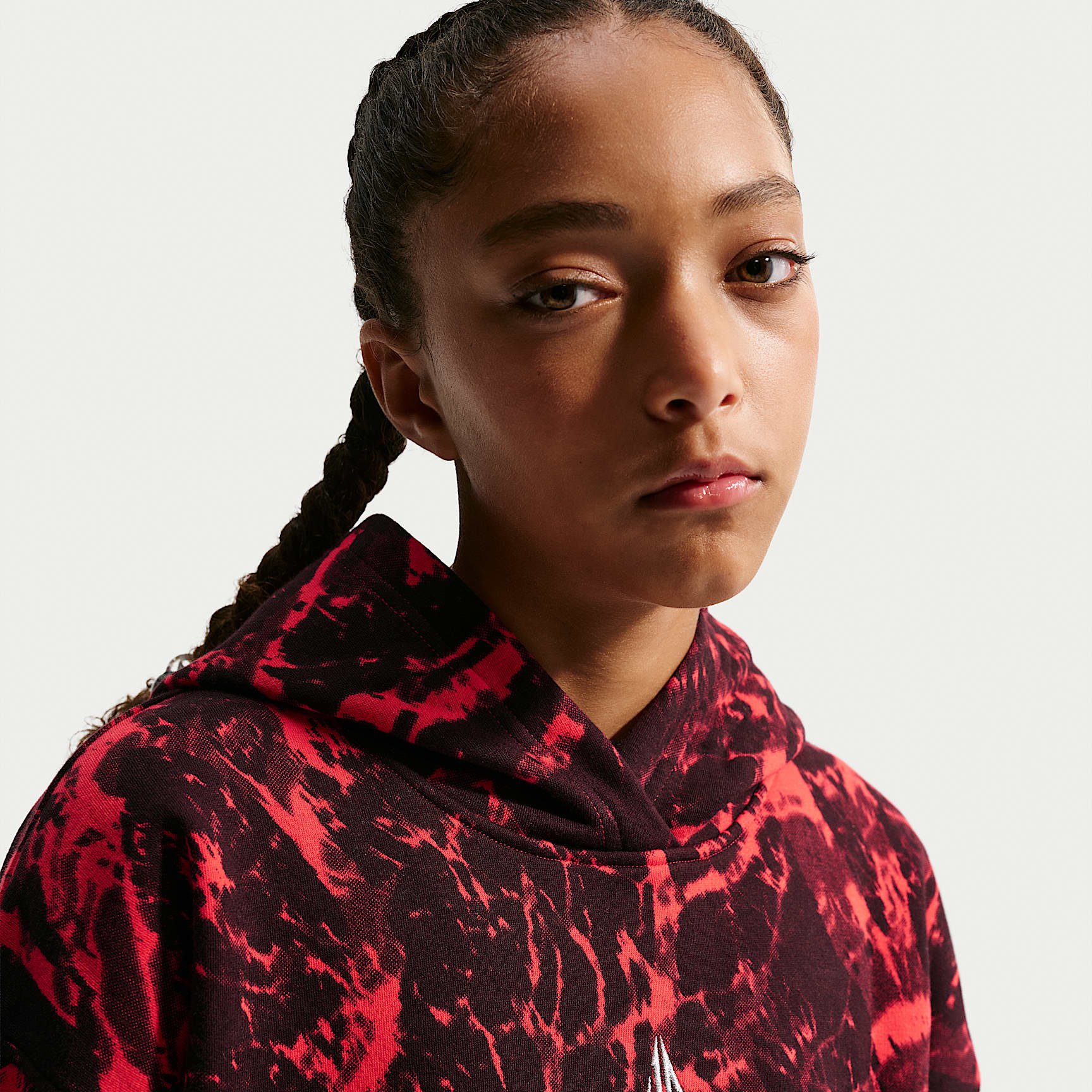 Sudadera con gorro de básquetbol oversized Club Fleece para niños Ja – Rojo universitario – vista 2