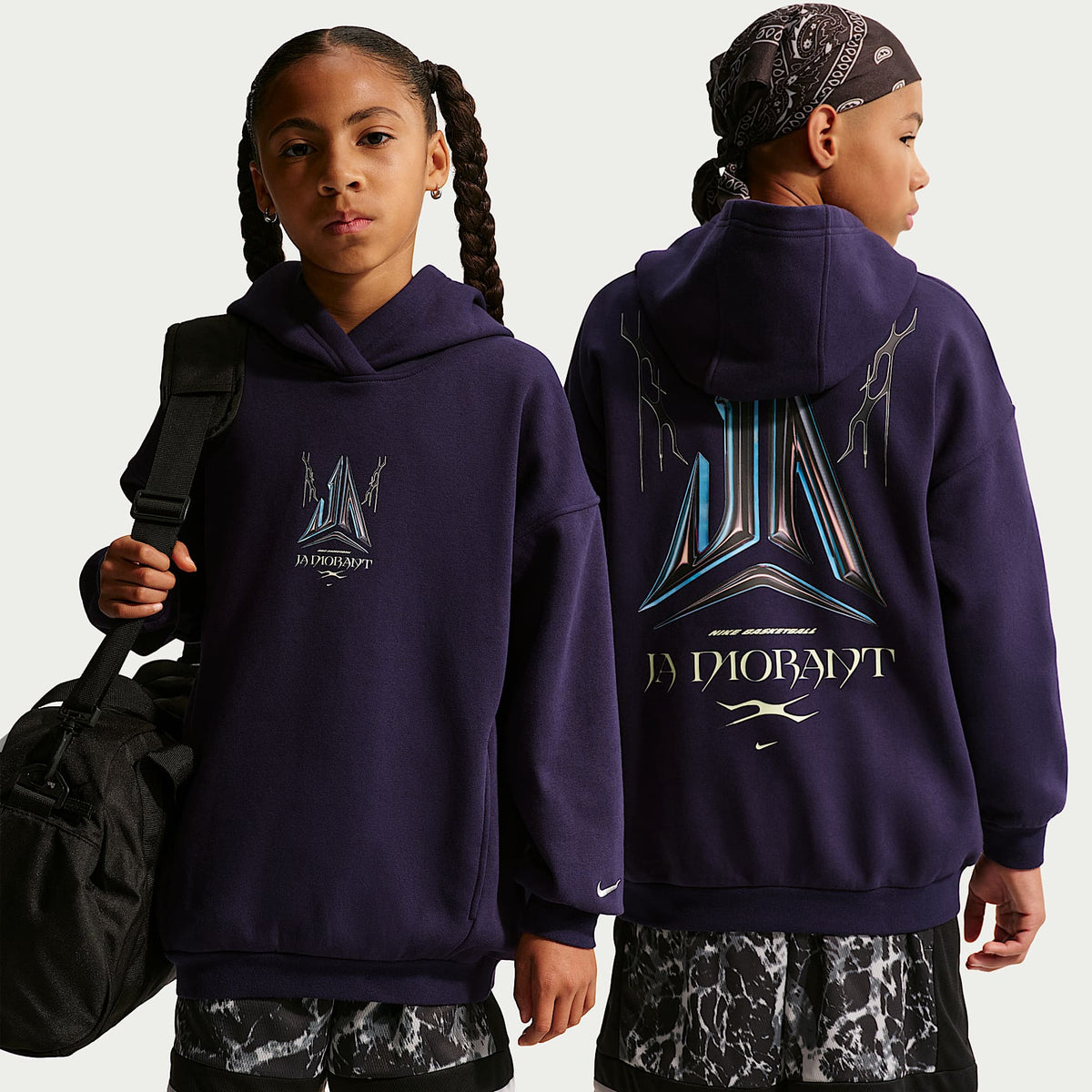 Sudadera con gorro oversized Club Fleece para niños talla grande Ja – Morado dinastía/Negro – vista 1