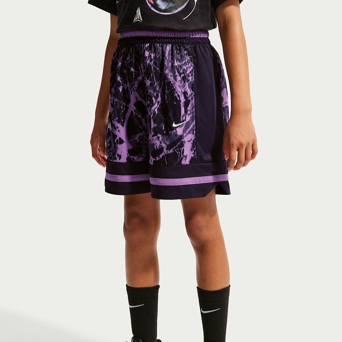 Shorts de básquetbol Dri-FIT para niños talla grande Ja – Morado dinastía/Morado monarca – vista 3