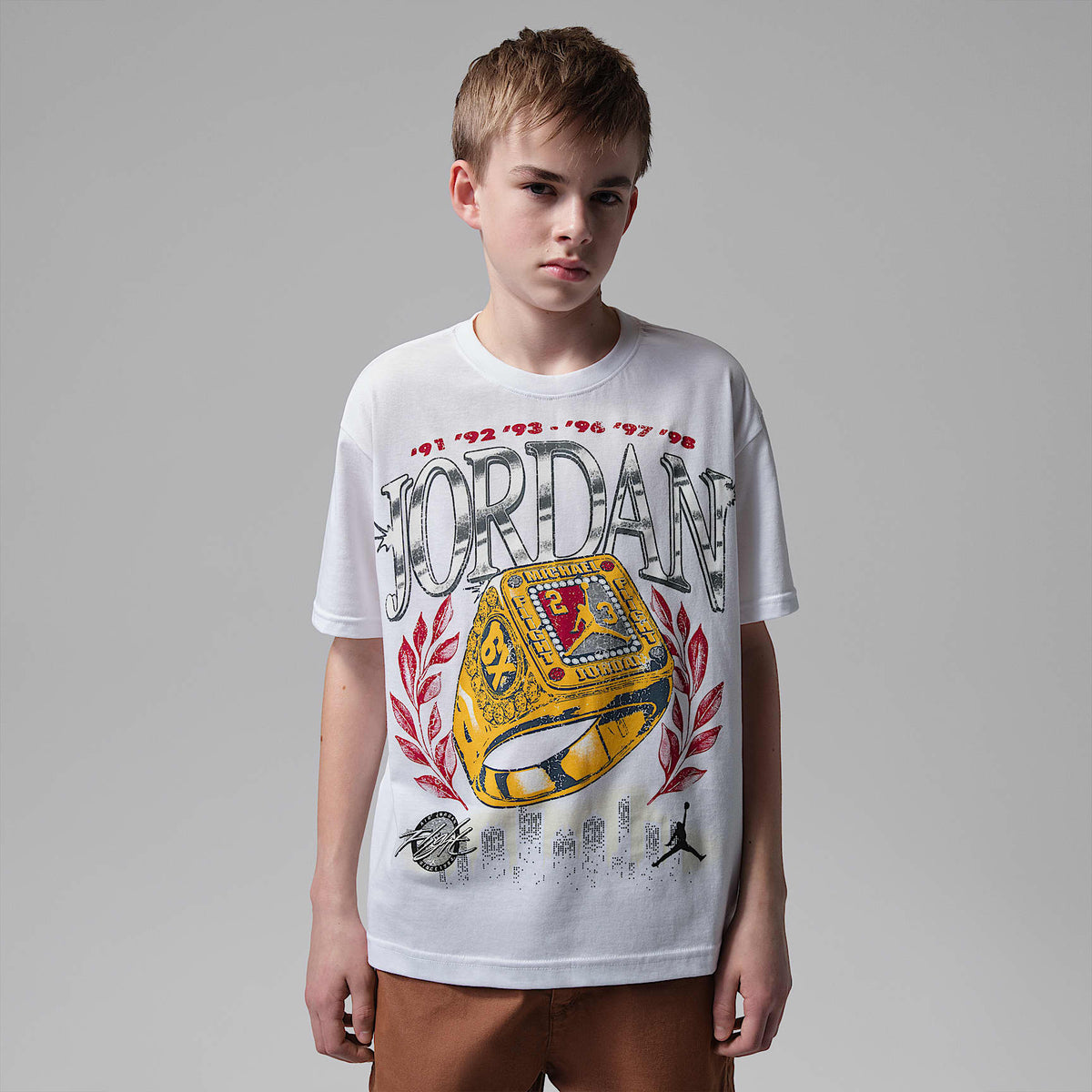 Playera Skyline Rings para niños talla grande Jordan – Blanco – vista 1