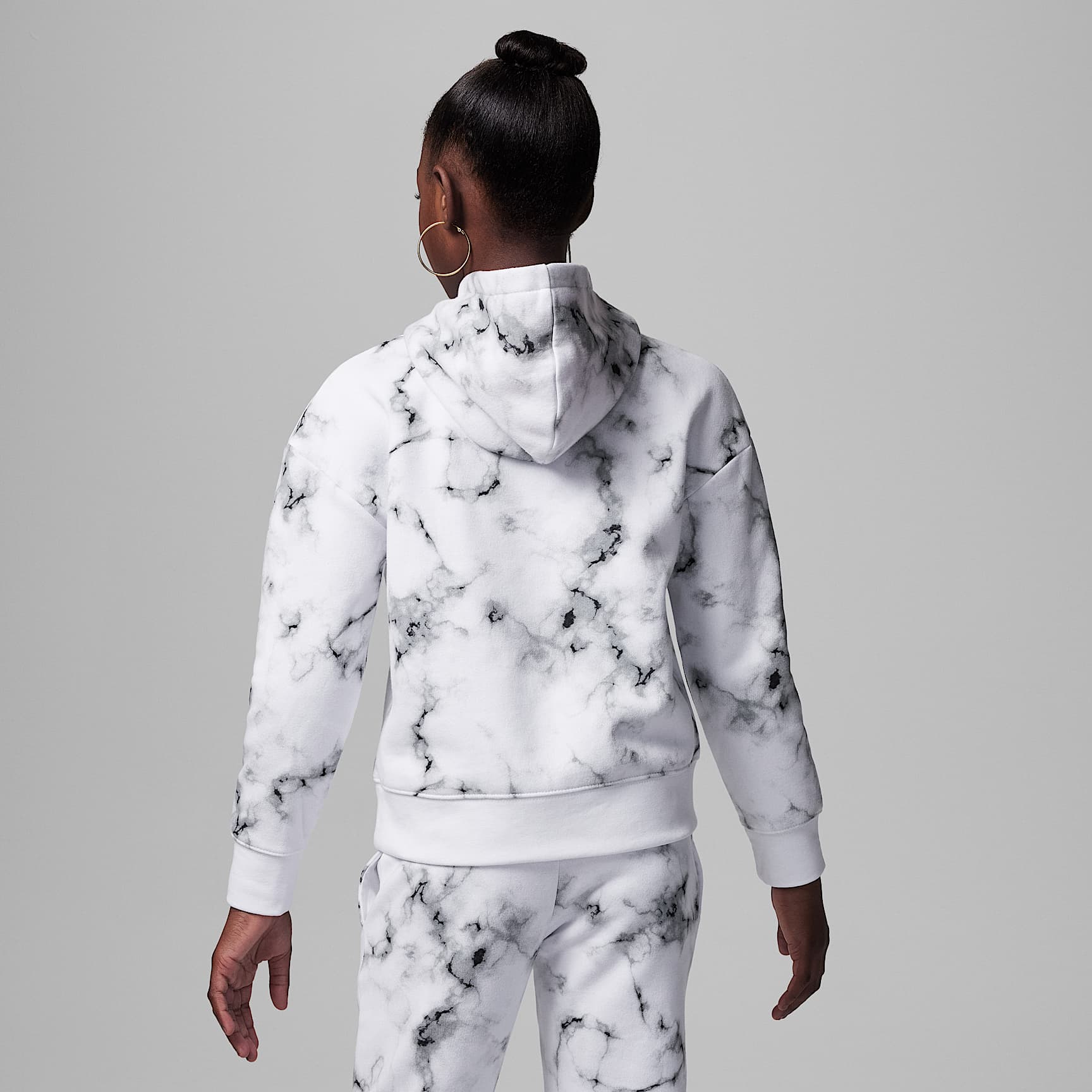 Sudadera con gorro sin cierre estampada para niños talla grande Jordan Essentials – Blanco – vista 2