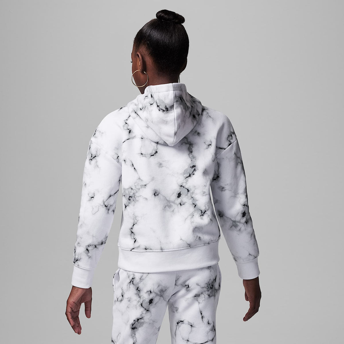 Sudadera con gorro sin cierre estampada para niños talla grande Jordan Essentials – Blanco – vista 2