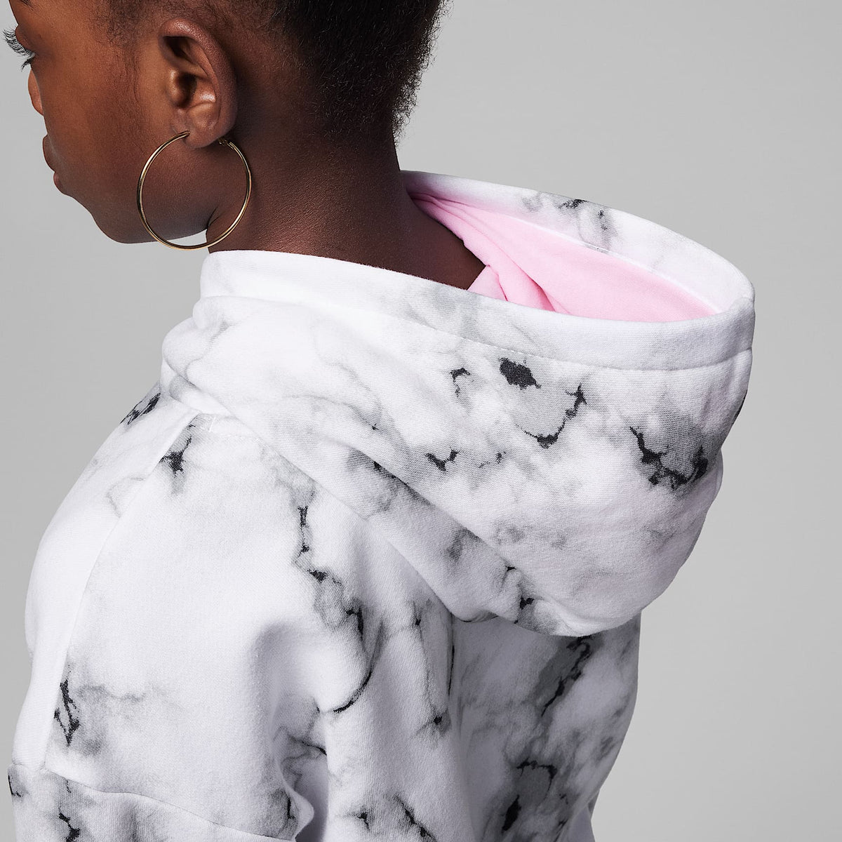 Sudadera con gorro sin cierre estampada para niños talla grande Jordan Essentials – Blanco – vista 4