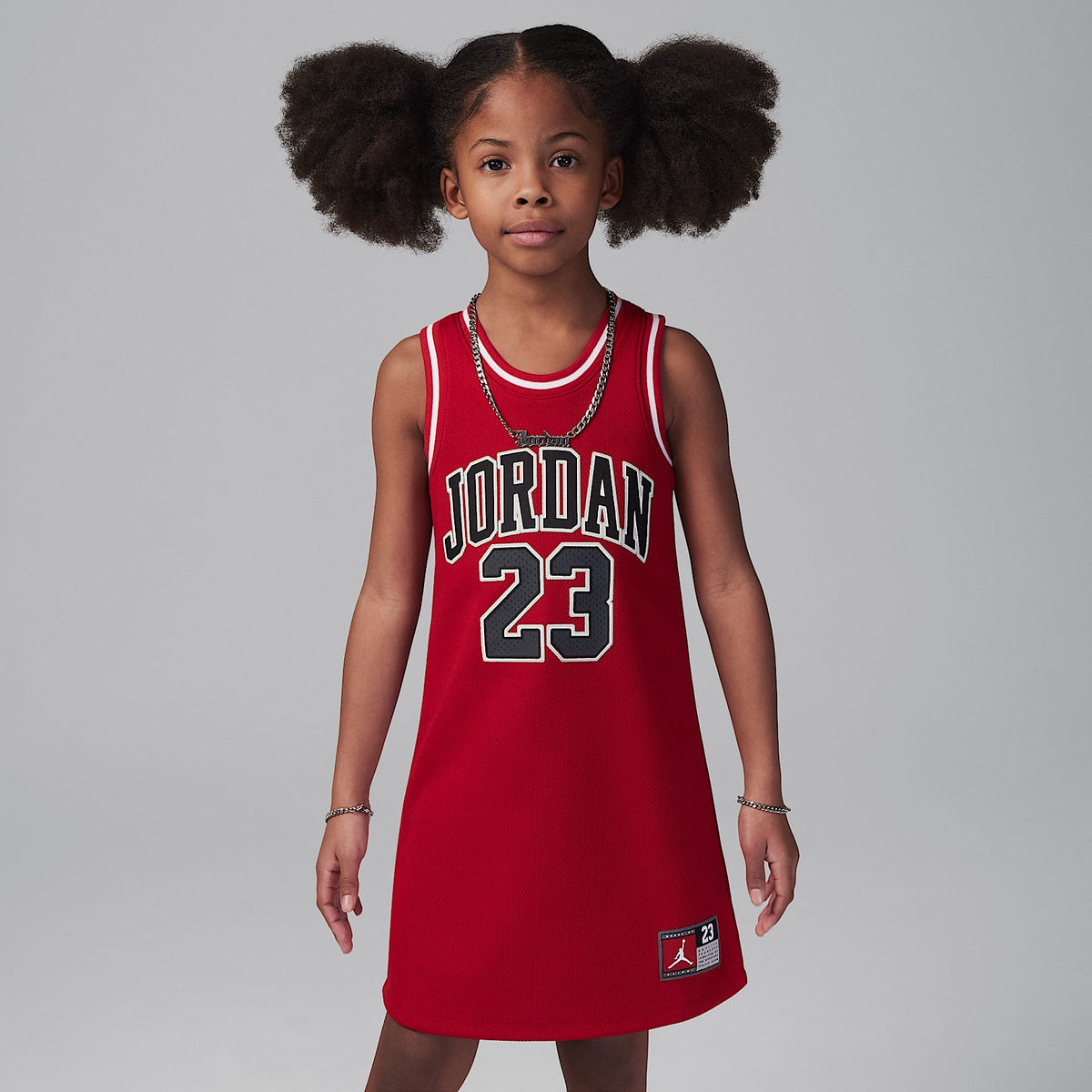 Vestido de tela de punto 23 para niños talla pequeña Jordan – Rojo gimnasio – vista 1
