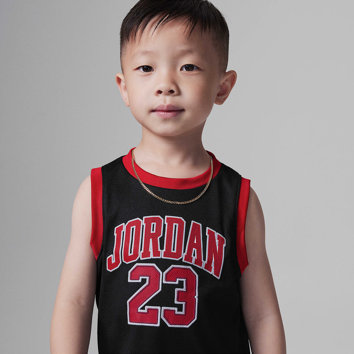 Conjunto de jersey infantil Jordan 23 – Negro/Rojo gimnasio – vista 3