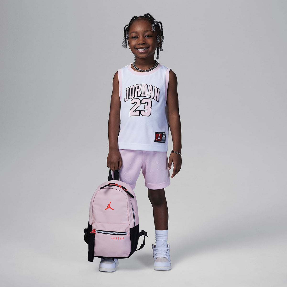Conjunto de 2 piezas de jersey 23 infantil Jordan – Espuma rosa – vista 1