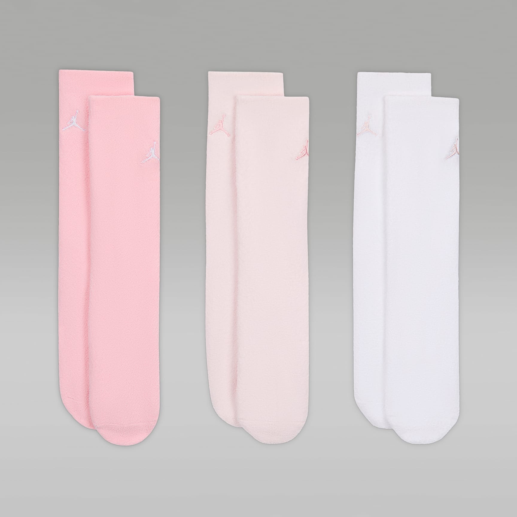 Calcetas cómodas y supersuaves para niños talla grande (3 pares) Jordan – Rosa suave medio – vista 2