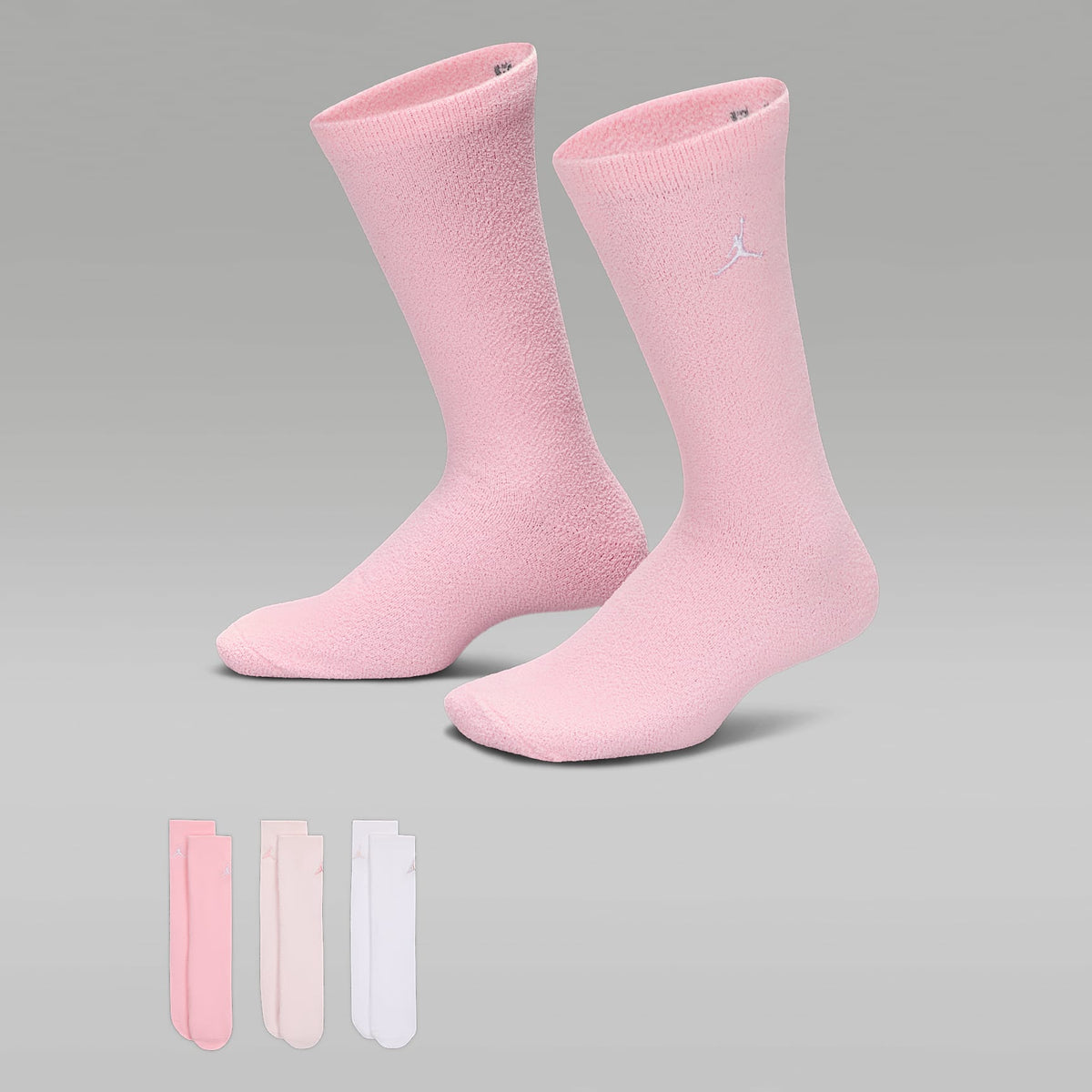 Calcetas cómodas y supersuaves para niños talla grande (3 pares) Jordan – Rosa suave medio – vista 1